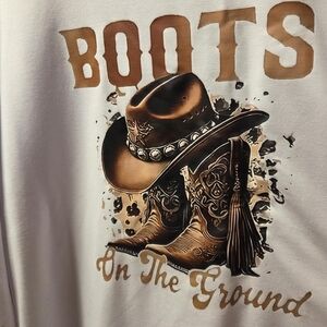 Boots On The Ground Graphic Tee - Brown Western Hat & Boots